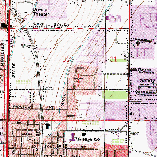 Topographic Map of Jordan Village, UT