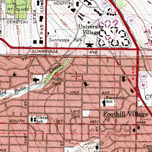 Topographic Map of Yalecrest Park, UT