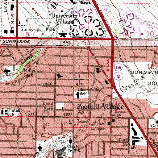 Topographic Map of Yalecroft, UT