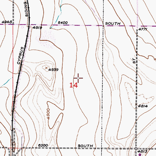 Topographic Map of Copper City, UT