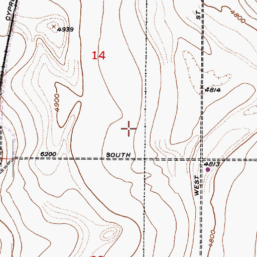 Topographic Map of Walnut Hills, UT