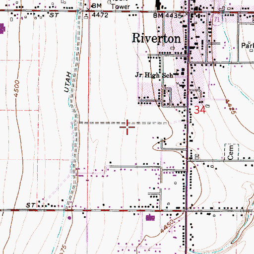 Topographic Map of Pueblo Del Montana, UT
