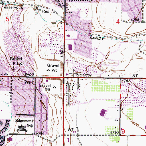 Topographic Map of Sandy Hills, UT