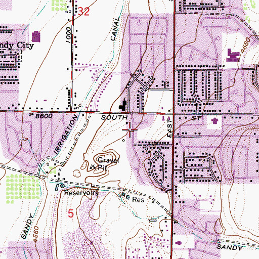 Topographic Map of East Valley View, UT