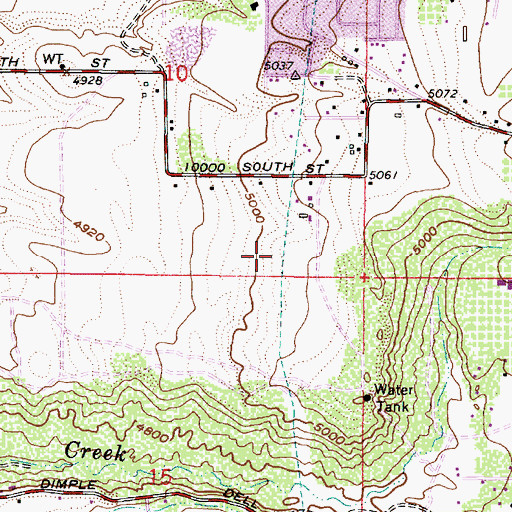 Topographic Map of Hillshire, UT