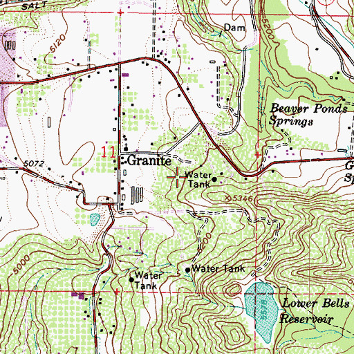 Topographic Map of Bell Oaks, UT