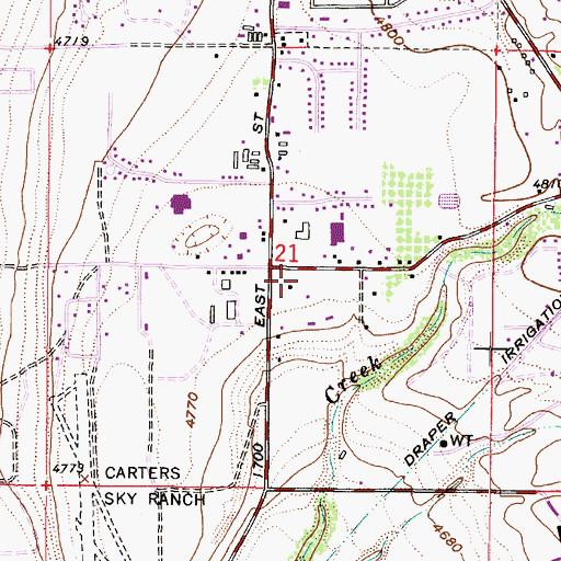 Topographic Map of Big Willow Estates, UT