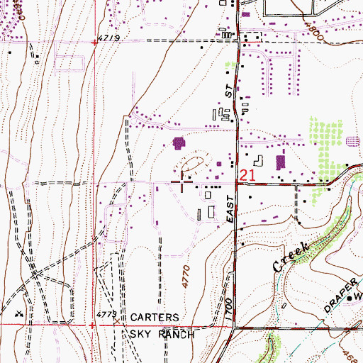 Topographic Map of Hilltop, UT