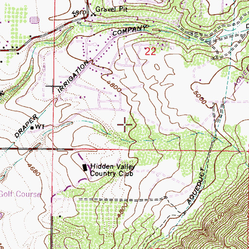 Topographic Map of Hidden Oaks, UT