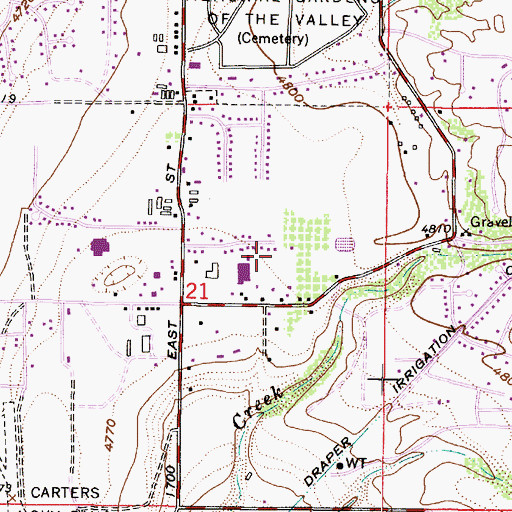 Topographic Map of Gingerbrook Estates, UT