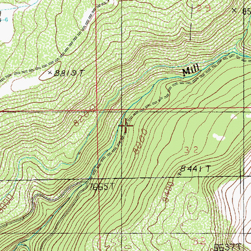 Topographic Map of Mill Creek Canyon Overlook, UT
