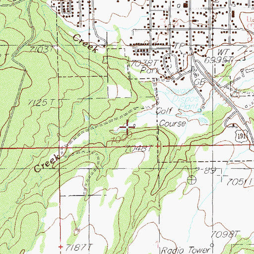 Topographic Map of Monticello Golf Course, UT
