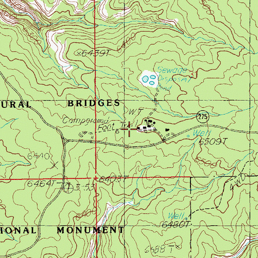 Topographic Map of Natural Bridges Recreation Site, UT