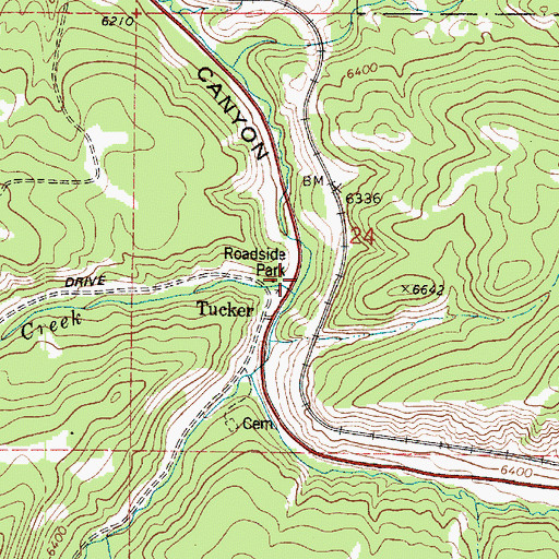 Topographic Map of Tucker Rest Area, UT