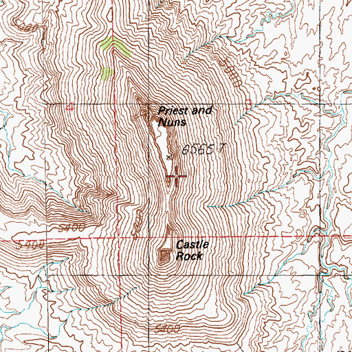 Topographic Map of Castle Rock/Priest and Nuns Point of Interest, UT