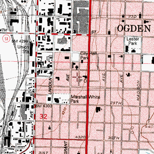 Topographic Map of Froerer Plaza, UT