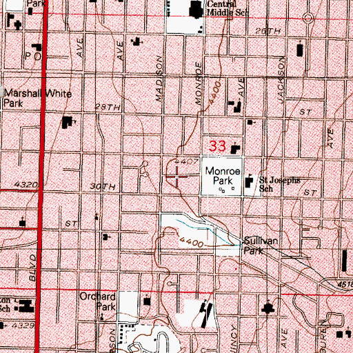 Topographic Map of Park Place, UT
