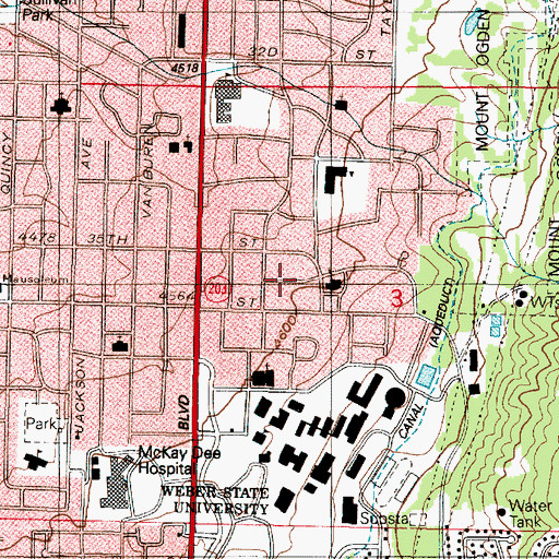 Topographic Map of Kingston Heights Addition, UT
