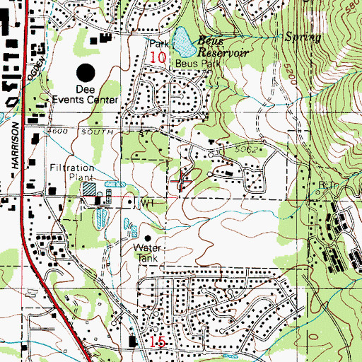 Topographic Map of Evans Acres, UT
