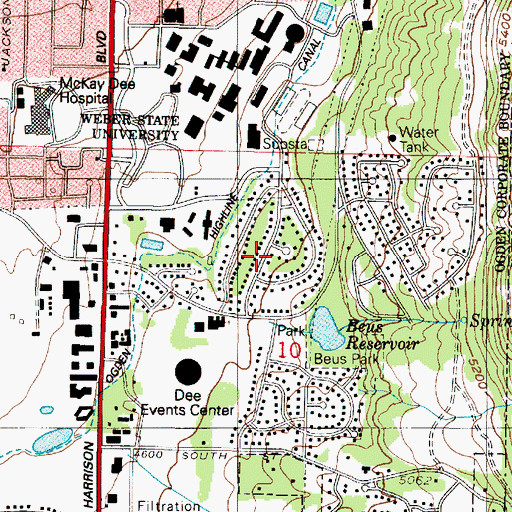Topographic Map of College Heights, UT