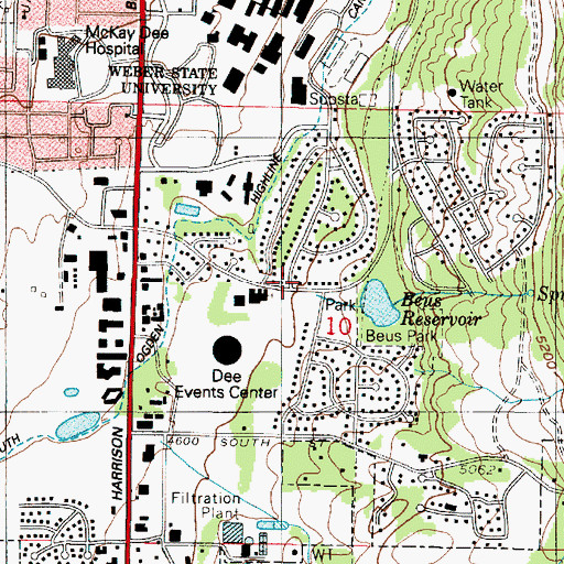 Topographic Map of Burch Creek, UT