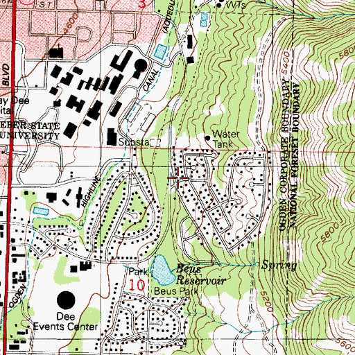 Topographic Map of Bona Villa Park, UT