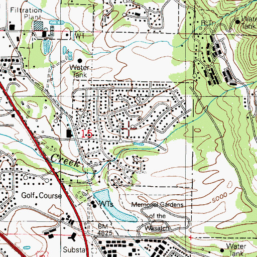Topographic Map of Whispering Oaks, UT
