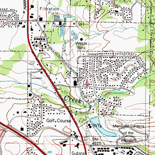 Topographic Map of Rigde Villa, UT