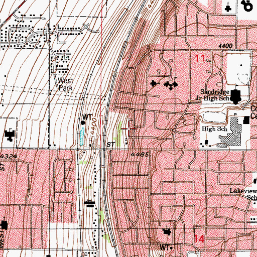 Topographic Map of Bay View Park, UT