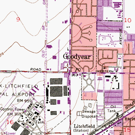 Topographic Map of Goodyear Town Hall, AZ