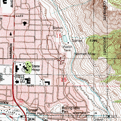 Topographic Map of Colonial Hills, UT
