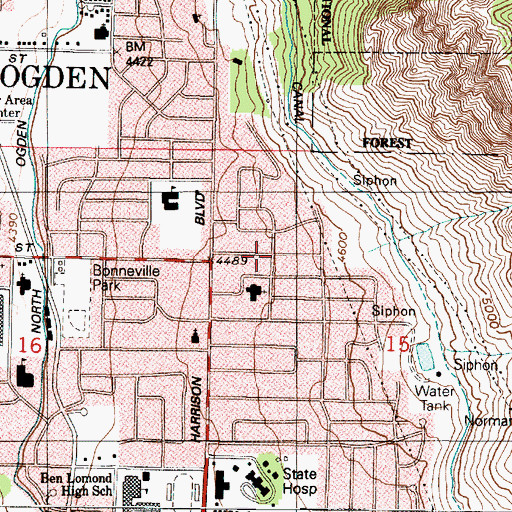 Topographic Map of Sheridan Heights, UT