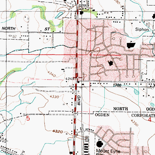 Topographic Map of Woodfield Estates, UT