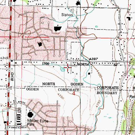 Topographic Map of Green Meadows, UT