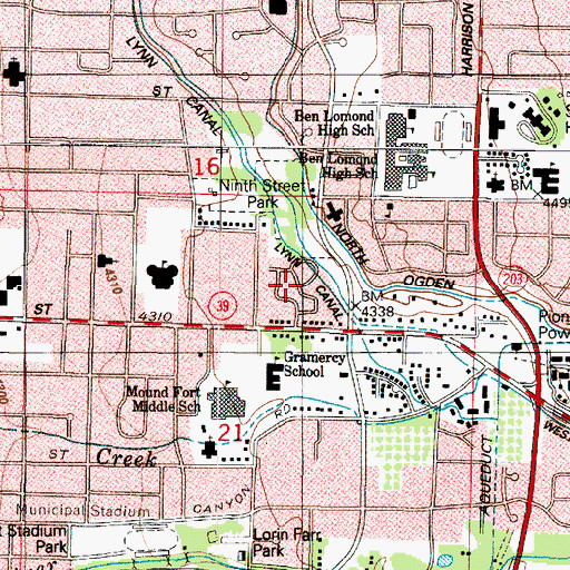 Topographic Map of Canyon Park, UT