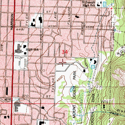Topographic Map of Mount Ogden Park Estates, UT