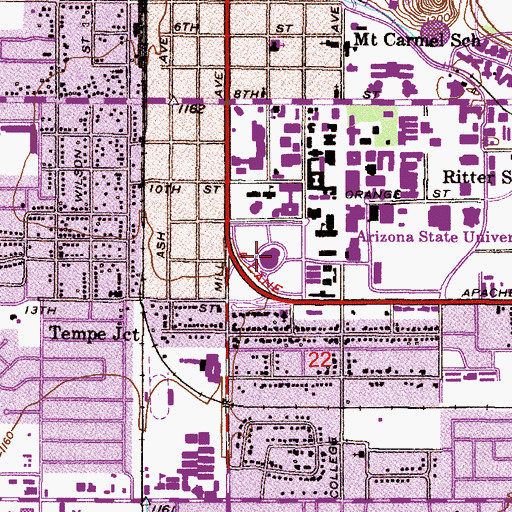 Topographic Map of Grady Gammage Memorial Auditorium, AZ