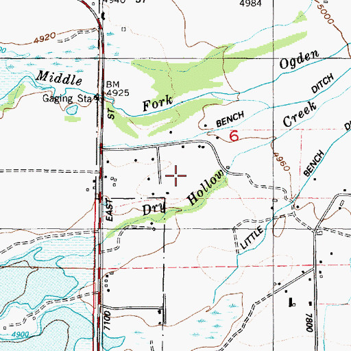Topographic Map of Middle Fork Ranches, UT