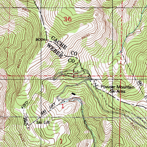 Topographic Map of Powder Mountain West, UT