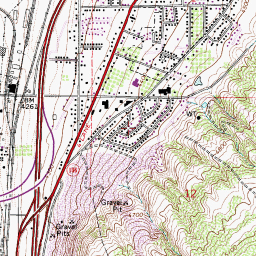 Topographic Map of Hillside Gardens, UT