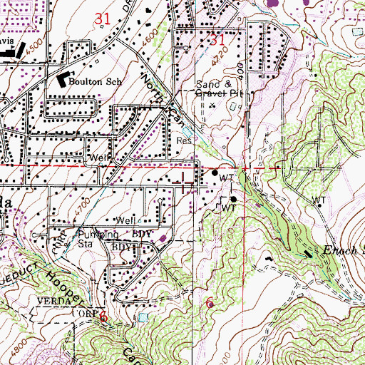 Topographic Map of Menlove Estates, UT
