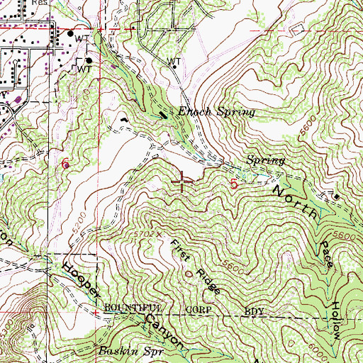 Topographic Map of North Canyon Estates, UT