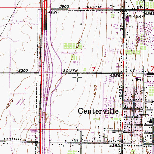 Topographic Map of Center Village, UT