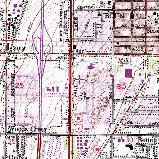 Topographic Map of Bountiful Park, UT