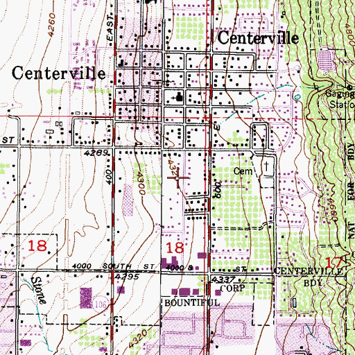 Topographic Map of Centerville Acres, UT