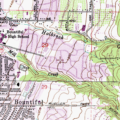 Topographic Map of Bountiful Hills Estates, UT