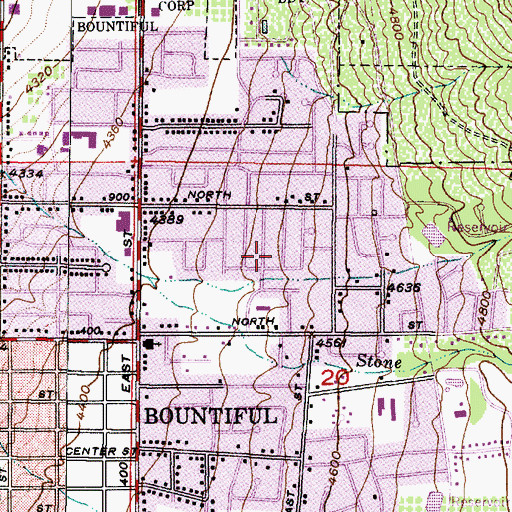 Topographic Map of Bountiful Lake Hills, UT