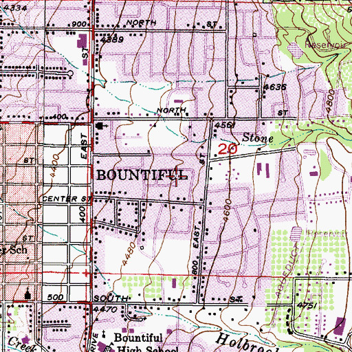 Topographic Map of Central Heights, UT