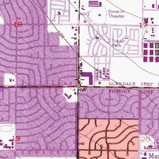 Topographic Map of Grandview Plaza Shopping Center, AZ