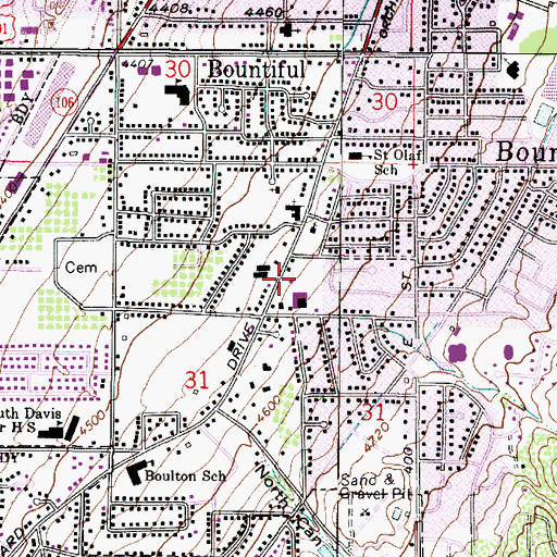 Topographic Map of Bountiful Townhouses, UT